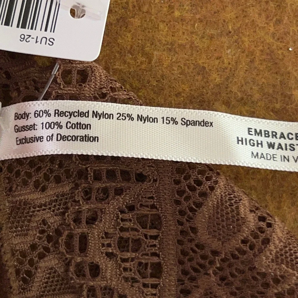 Soma Womens Small Blue Brown Embraceable High Waist Lace Thong Underwear 2pk NWT